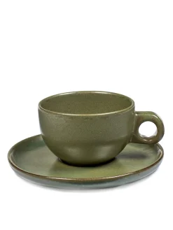 SERAX Tasse et sous-tasse à cappuccino vert grès émaillé 23 cl Ø 9,5 cm Surface Outlet