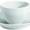PILLIVUYT Tasse et sous-tasse déjeuner blanc porcelaine culinaire 29 cl Plisse Sale
