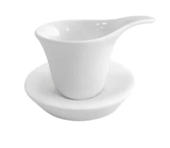 COOKPLAY Tasse et sous tasse à déjeuner rond blanc mat porcelaine 6 cl Fly Clearance