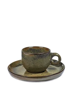 SERAX Tasse et sous-tasse à expresso gris grès émaillé 10 cl Ø 6,5 cm Surface Discount