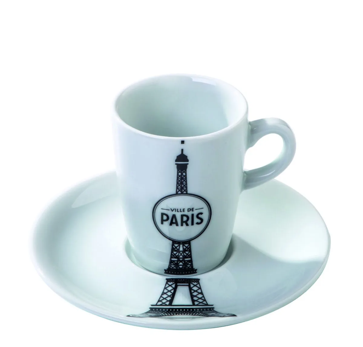 PILLIVUYT Tasse et sous tasse à expresso rond blanc porcelaine 8 cl Ville De Paris