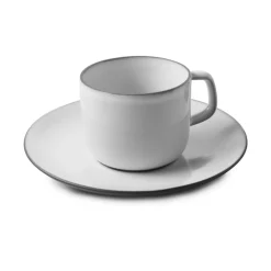 REVOL Tasse et sous tasse à expresso rond blanc cumulus porcelaine culinaire 8 cl Ø 13 cm Equinoxe New