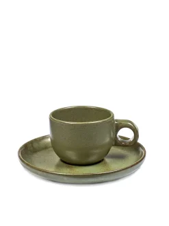 Tasse et sous-tasse à expresso vert grès émaillé 10 cl Ø 6,5 cm Surface - SERAX Best