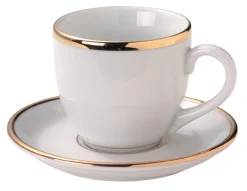 Aucune Tasse à expresso rond blanc porcelaine 10 cl Roma Filet Or New