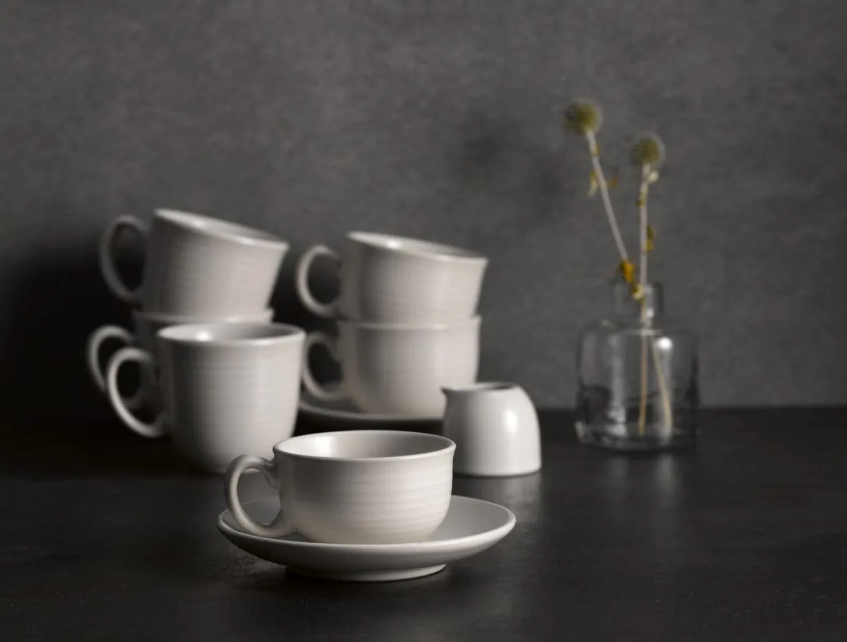 Tasse à thé gris porcelaine 23 cl Ø 9,7 cm Evo Granite - DUDSON Discount