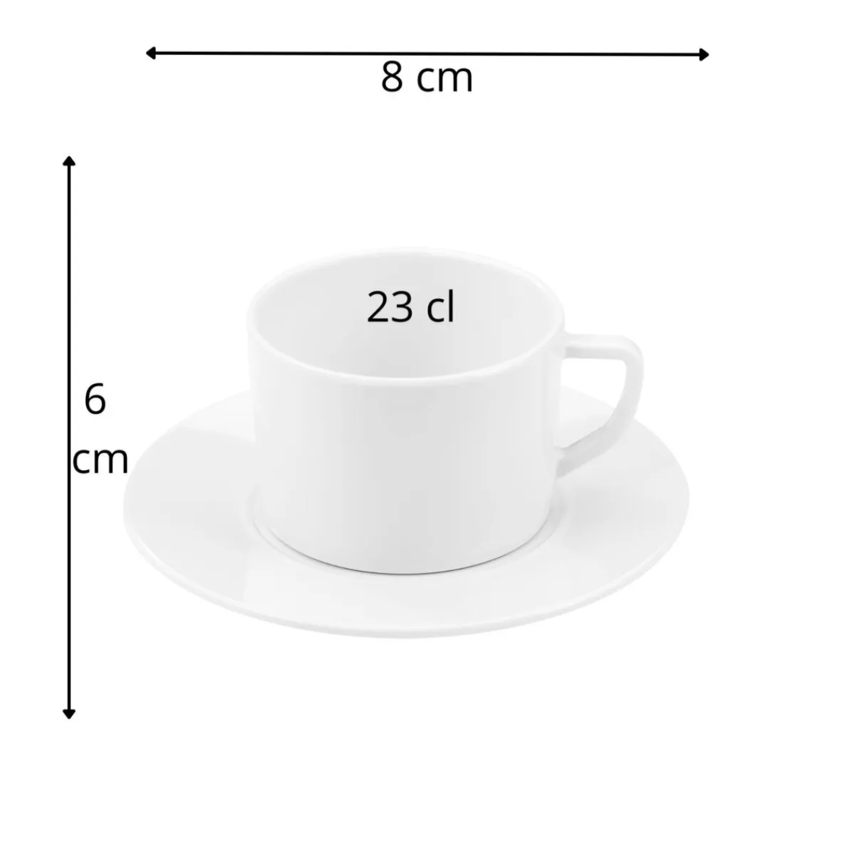 PLATEX Tasse à thé rond blanc mélamine 23 cl Ø 8 cm Prestige Clearance