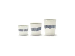 Tasse à thé rond blanc swirl - stripes bleu grès émaillé 33 cl Ø 8,5 cm Feast By Ottolenghi - SERAX Hot