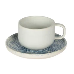 ACCOLADE Tasse à thé rond bleu grès émaillé 21 cl Ø 8,5 cm Ice Online