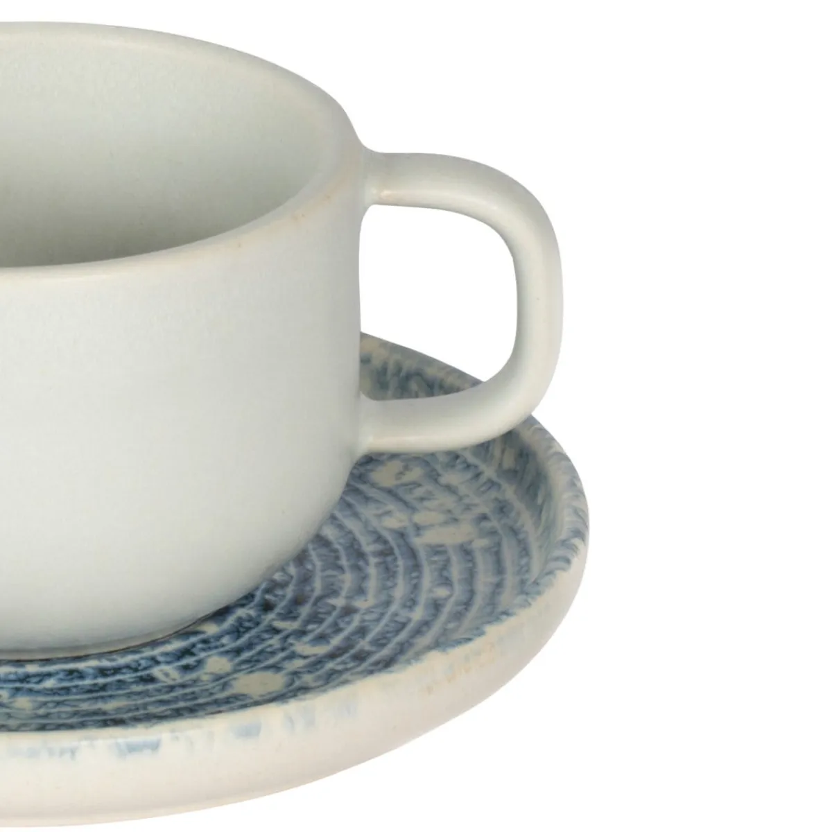 ACCOLADE Tasse à thé rond bleu grès émaillé 21 cl Ø 8,5 cm Ice Online