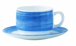 ARCOROC Tasse à thé rond bleu verre opal 19 cl Ø 7,8 cm Brush Online