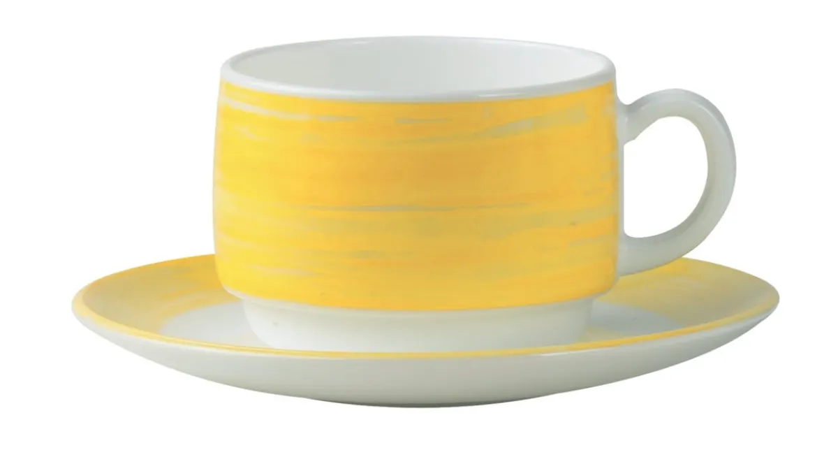 Tasse à thé rond jaune verre opal 19 cl Ø 7,8 cm Brush - ARCOROC Best