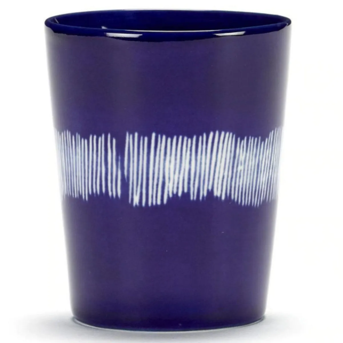 Tasse à thé rond lapis lazuli swirl - stripes blancs grès émaillé 33 cl Ø 8,5 cm Feast By Ottolenghi - SERAX