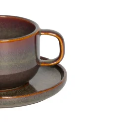 Tasse à thé rond Marron Bleu grès émaillé 21 cl Ø 8,5 cm Amber - ACCOLADE Hot