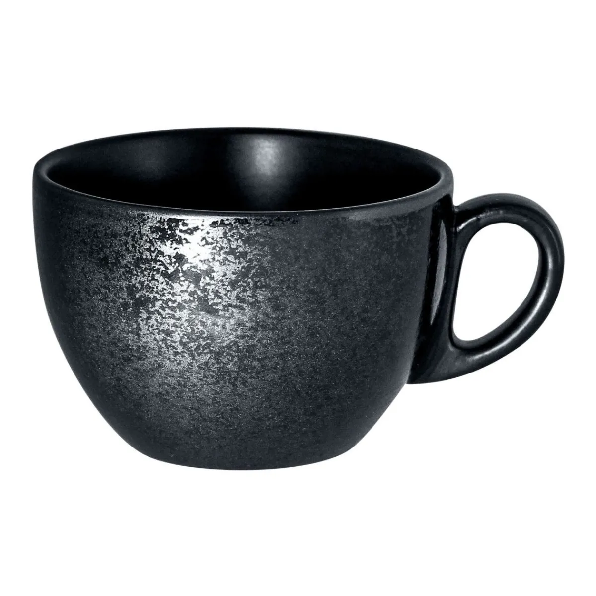 Tasse à thé rond noir porcelaine vitrifiée 23 cl Ø 9 cm Karbon - RAK Hot