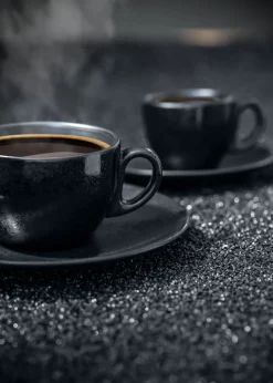 Tasse à thé rond noir porcelaine vitrifiée 23 cl Ø 9 cm Karbon - RAK Hot
