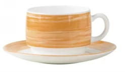 Tasse à thé rond orange verre opal 19 cl Ø 7,8 cm Brush - ARCOROC Discount