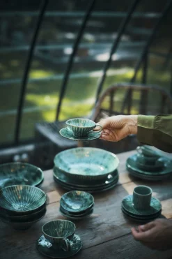Tasse à thé rond vert grès émaillé 13,5 cm Ø 13,5 cm Verde Lanza - SERAX Sale