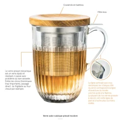 Théière avec couvercle rond transparent verre pressé 36 cl Ø 9 cm Ouessant - LA ROCHERE Sale