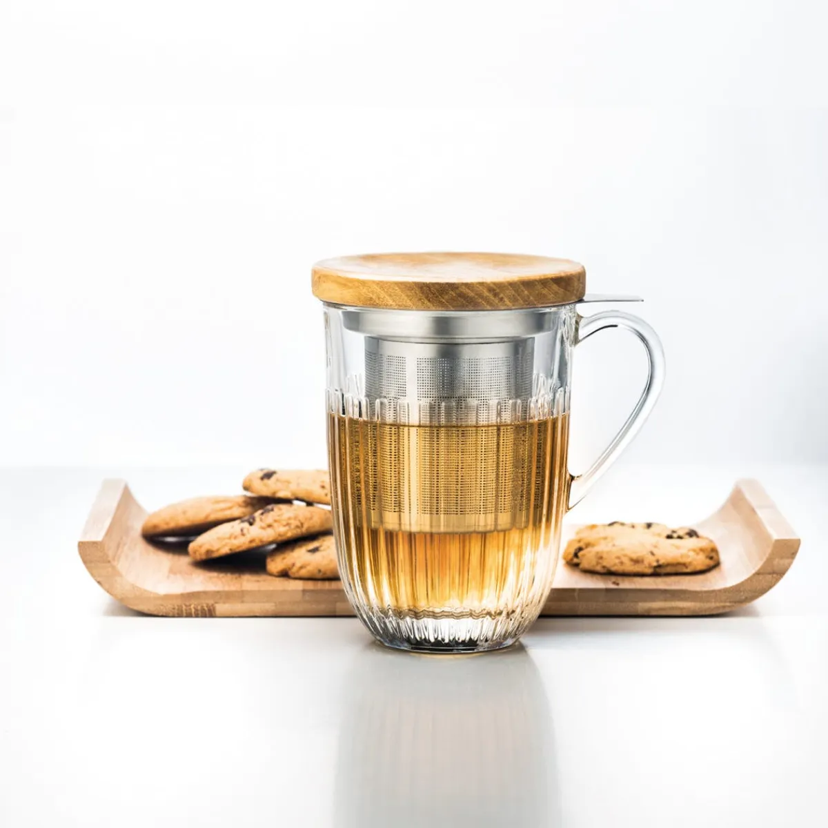 Théière avec couvercle rond transparent verre pressé 36 cl Ø 9 cm Ouessant - LA ROCHERE Sale