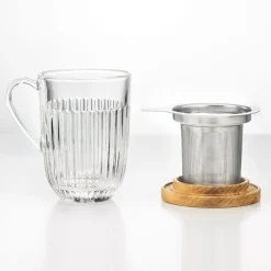 Théière avec couvercle rond transparent verre pressé 36 cl Ø 9 cm Ouessant - LA ROCHERE Sale