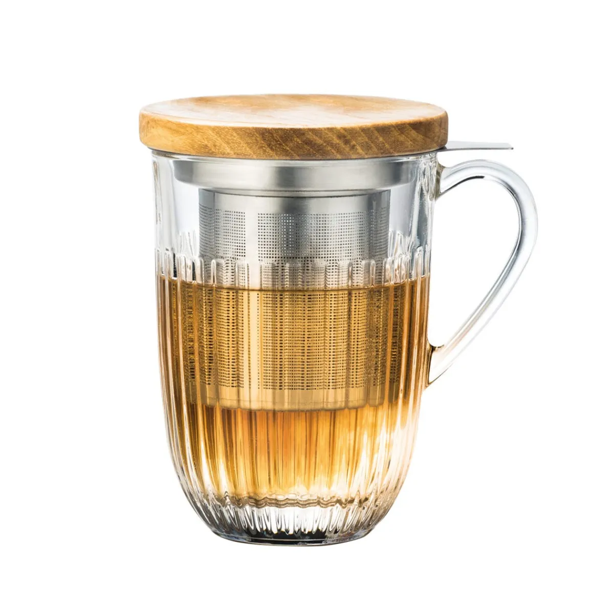 Théière avec couvercle rond transparent verre pressé 36 cl Ø 9 cm Ouessant - LA ROCHERE Sale