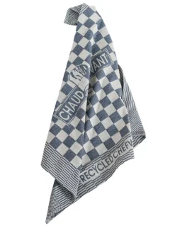 Torchon recyclé carré bleu 65x65 cm coton (3 pièces) - CHAUD DEVANT New