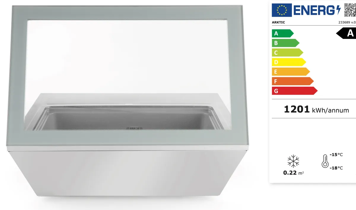 Vitrine creme glacee 4x5l argent froid négatif 20 L 4 niveaux - HENDI