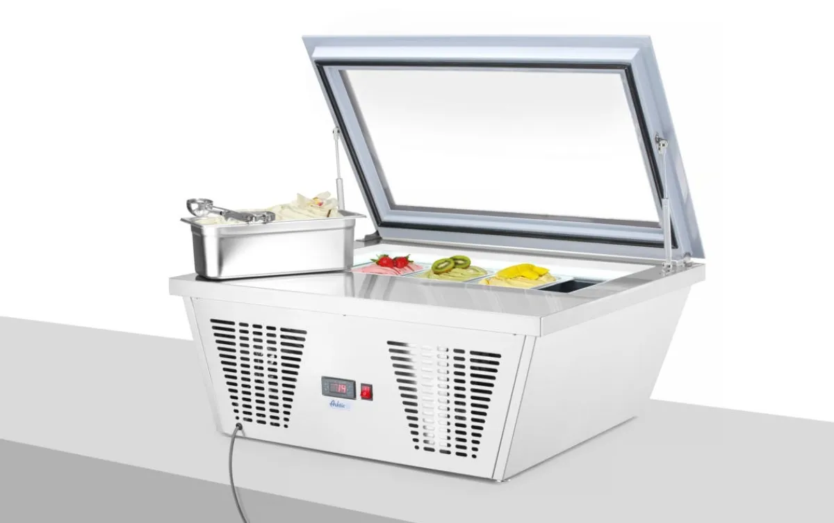 Vitrine creme glacee 4x5l argent froid négatif 20 L 4 niveaux - HENDI