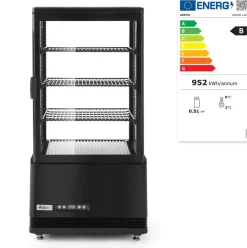 Vitrine refrigeree 68l noir noir froid positif 68 L 4 niveaux - HENDI Discount