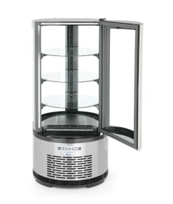 Vitrine refrig patiss. ronde 100l argent froid positif 100 m³/h 4 niveaux - HENDI Discount