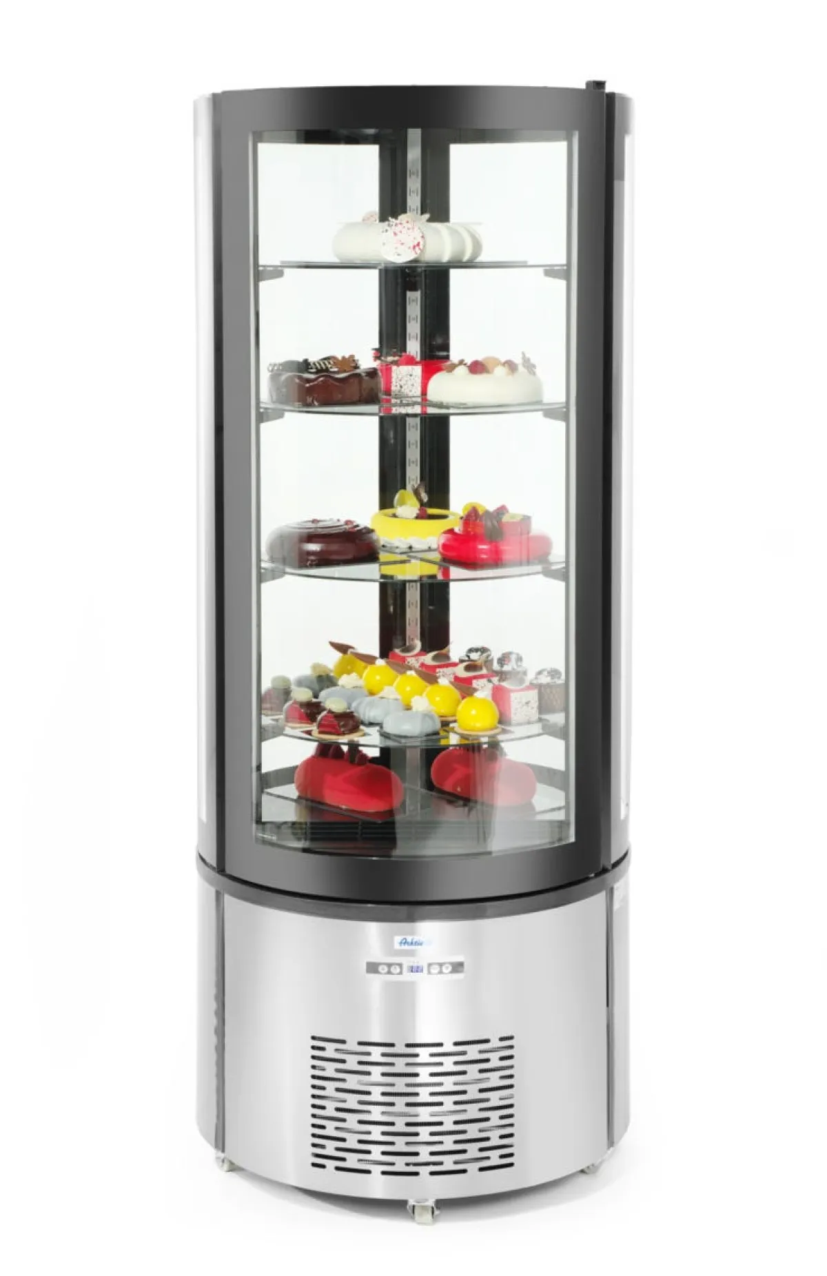 Vitrine refrig patiss. ronde 360l argent froid positif 360 L 4 niveaux - HENDI Sale