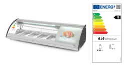 HENDI Vitrine sushi refrig 63l 5x gn 1/3 gris froid positif 5 bac(s) 5 niveaux Sale